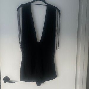 Blue Life Black finge sleeve romper